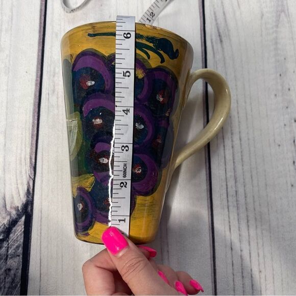 Set of 2 Arte Italica Vintage Grape Plum Design Tall Cups Mugs Made in Italy - Picture 2 of 10